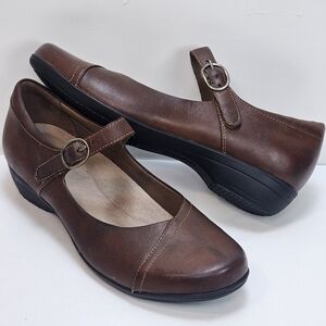 Dansko Fawna Leather Mary Jane, Chestnut Burnished Calf, Like New, Sz 10.5 (41)